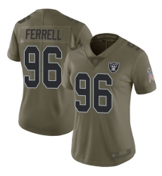 Raiders 96 Clelin Ferrell Olive Women Stitched Football Limited 2017 Salute to Service Jersey