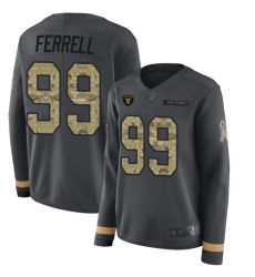 Raiders 99 Clelin Ferrell Anthracite Salute to Service Women Stitched Football Limited Therma Long Sleeve Jersey