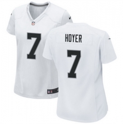 Women Las Vegas Raiders 7 Brian Hoyer White Stitched Jersey  Run Small