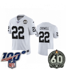 Women Oakland Raiders #22 Isaiah Crowell White 60th Anniversary Vapor Untouchable Limited Player 100th Season Football Jersey