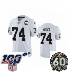 Women Oakland Raiders #74 Kolton Miller White 60th Anniversary Vapor Untouchable Limited Player 100th Season Football Jersey