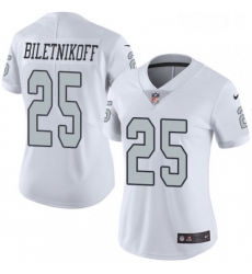 Womens Nike Oakland Raiders 25 Fred Biletnikoff Elite White Rush Vapor Untouchable NFL Jersey