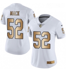 Womens Nike Oakland Raiders 52 Khalil Mack Limited WhiteGold Rush NFL Jersey