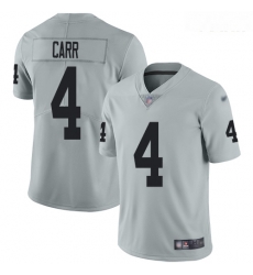 Raiders #4 Derek Carr Silver Youth Stitched Football Limited Inverted Legend Jersey