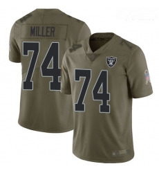 Raiders #74 Kolton Miller Olive Youth Stitched Football Limited 2017 Salute to Service Jersey