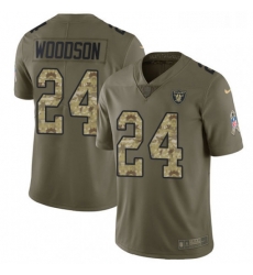 Youth Nike Oakland Raiders 24 Charles Woodson Limited OliveCamo 2017 Salute to Service NFL Jersey