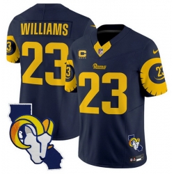 Men Los Angeles Rams 23 Kyren Williams Navy 2025 4 Star C Patch F U S E  V2 Limited Stitched Football Jersey