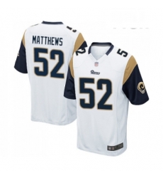 Men Los Angeles Rams 52 Clay Matthews Game White Football Jersey