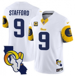 Men Los Angeles Rams 9 Matthew Stafford White 2025 4 Star C Patch F U S E  V2 Limited Stitched Football Jersey