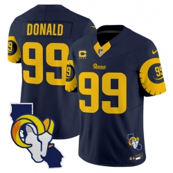 Men Los Angeles Rams 99 Aaron Donald Navy 2025 4 Star C Patch F U S E  V2 Limited Stitched Football Jersey