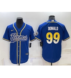 Men Los Angeles Rams 99 Aaron Donald Royal Cool Base Stitched Baseball Jersey