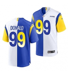 Men Los Angeles Rams 99 Aaron Donald Royal White Split Stitched Football Jerse