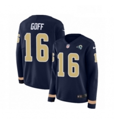 Womens Nike Los Angeles Rams 16 Jared Goff Limited Navy Blue Therma Long Sleeve NFL Jersey