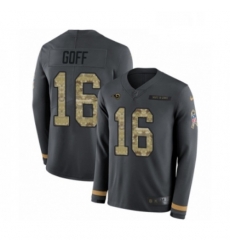 Youth Nike Los Angeles Rams 16 Jared Goff Limited Black Salute to Service Therma Long Sleeve NFL Jersey