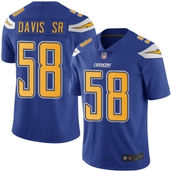 Chargers 58 Thomas Davis Sr Electric Blue Mens Stitched Football Limited Rush Jersey