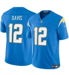 Men Los Angeles Chargers 12 Derius Davis Blue 2024 F U S E Vapor Limited Stitched Football Jersey