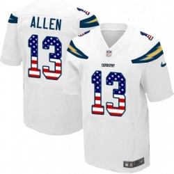 Men Nike Los Angeles Chargers 13 Keenan Allen Elite White Road USA Flag Fashion NFL Jersey