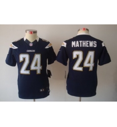 Youth Nike San Diego Chargers 24# Ryan Mathews Blue Limited Jerseys