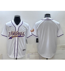 Men Minnesota Vikings Blank White With Patch Cool Base Stitched Baseb