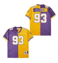 Men Minnesota Vikings John Randle #93 Gold Purple Stitched NFL Football Jersey