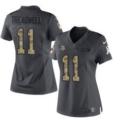 Nike Vikings #11 Laquon Treadwell Black Womens Stitched NFL Limited 2016 Salute To Service Jersey