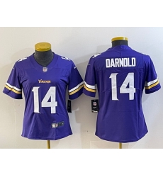 Women Minnesota Vikings 14 Sam Darnold Purple Vapor Untouchable Limited Stitched Jersey