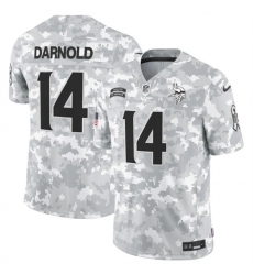 Youth Minnesota Vikings 14 Sam Darnold 2024 F U S E Arctic Camo Salute To Service Limited Stitched Football Jersey