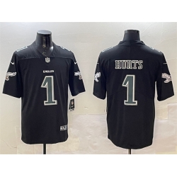 Men Philadelphia Eagles 1 Jalen Hurts Black Fashion New Vapor Untouchable Limited Stitched Football Jersey