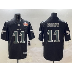 Men Philadelphia Eagles 11 A  J  Brown Black 2025 Super Bowl LIX Patch Fashion New Vapor Untouchable Limited Stitched Football Jersey