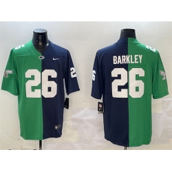 Men Philadelphia Eagles 26 Saquon Barkley Green  26 Navy Split Vapor Untouchable Limited Stitched Football Jersey