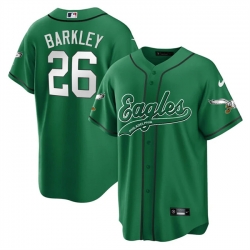 Men Philadelphia Eagles 26 Saquon Barkley Green Cool Base Stitched Baseball Jersey