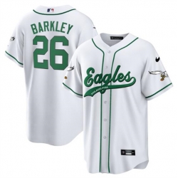 Men Philadelphia Eagles 26 Saquon Barkley White Cool Base Stitched Baseball Jersey