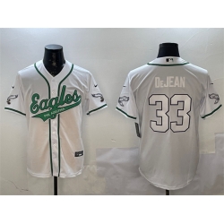 Men Philadelphia Eagles 33 Cooper DeJean White Cool Base Stitched Baseball Jersey