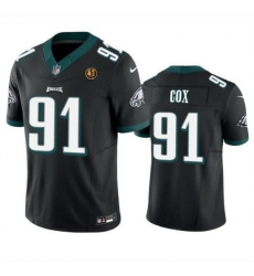 Men Philadelphia Eagles 91 Fletcher Cox Black 2023 F U S E  With John Madden Patch Vapor Limited Stitched Football Jersey