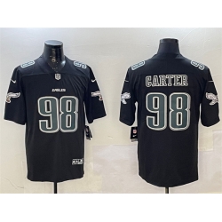 Men Philadelphia Eagles 98 Jalen Carter Black Fashion New Vapor Untouchable Limited Stitched Football Jersey