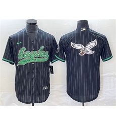 Men Philadelphia Eagles Black Team Big Logo Cool Base Stitched Baseball Jerseys