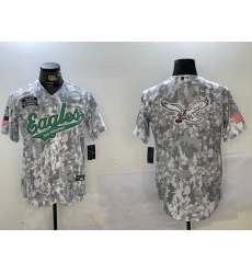 Men Philadelphia Eagles big logo 2024 F U S E Arctic Camo Salute To Service Limited Stitched Jersey 10