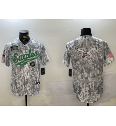 Men Philadelphia Eagles big logo 2024 F U S E Arctic Camo Salute To Service Limited Stitched Jersey 7