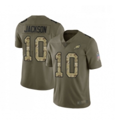 Mens Philadelphia Eagles 10 DeSean Jackson Limited Olive Camo 2017 Salute to Service Football Jersey