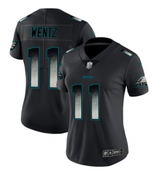 Women Eagles 11 Carson Wentz Black Stitched Football Vapor Untouchable Limited Smoke Fashion Jersey