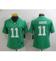 Women Philadelphia Eagles 11 A  J  Brown Green Vapor Untouchable Limited Stitched Football Jersey