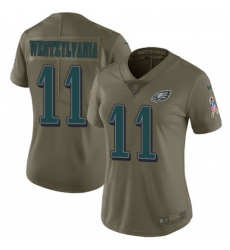 Womens Nike Philadelphia Eagles 11 Carson Wentz Limited Olive 2017 Salute to Service Wentzylvania NFL Jersey