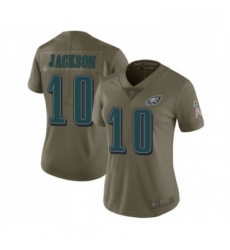 Womens Philadelphia Eagles 10 DeSean Jackson Limited Olive 2017 Salute to Service Football Jersey