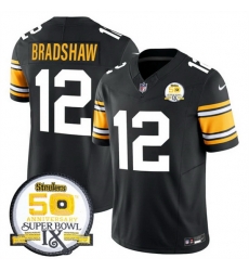 Men Pittsburgh Steelers 12 Terry Bradshaw Black 2024 F U S E 50th Anniversary Of Super Bowl IX Vapor Untouchable Limited Stitched Jersey