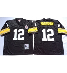 Men Pittsburgh Steelers 12 Terry Bradshaw Black M&N Throwback Jersey