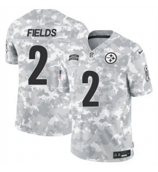 Men Pittsburgh Steelers 2 Justin Fields 2024 F U S E Arctic Camo Salute To Service Limited Stitched Football Jersey