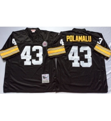 Men Pittsburgh Steelers 43 Troy Polamalu Black M&N Throwback Jersey