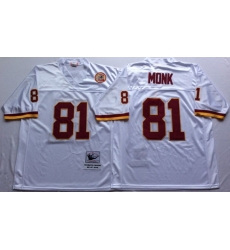 Men Redskins 81 Art Monk White M&N Throwback Jersey