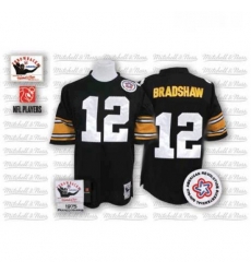 Mitchell And Ness Pittsburgh Steelers 12 Terry Bradshaw Black Team Color Authentic Throwback NFL Jersey