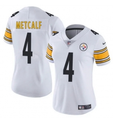 Women Pittsburgh Steelers 4 DK Metcalf 2025 White Vapor Stitched Football Jersey